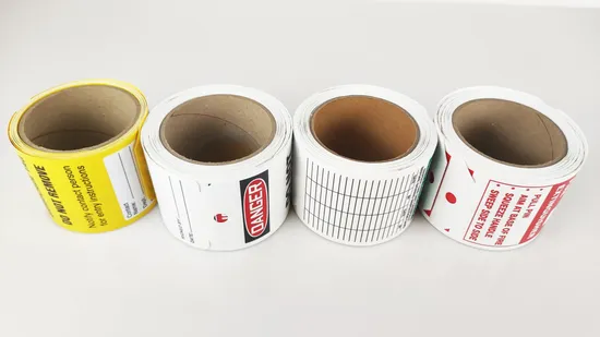 Attrezzature industriali bloccate in PVC, sicurezza, blocco, etichettatura, etichette di avvertimento a rotolo